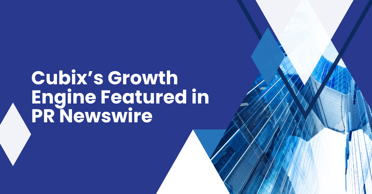 Cubix Self Storage growth feature on PR Newswire with modern graphic and glass building background